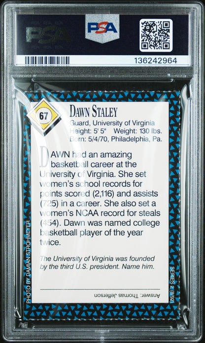 Dawn Staley 1992 SI for Kids Series 2 #67 PSA 9 Mint