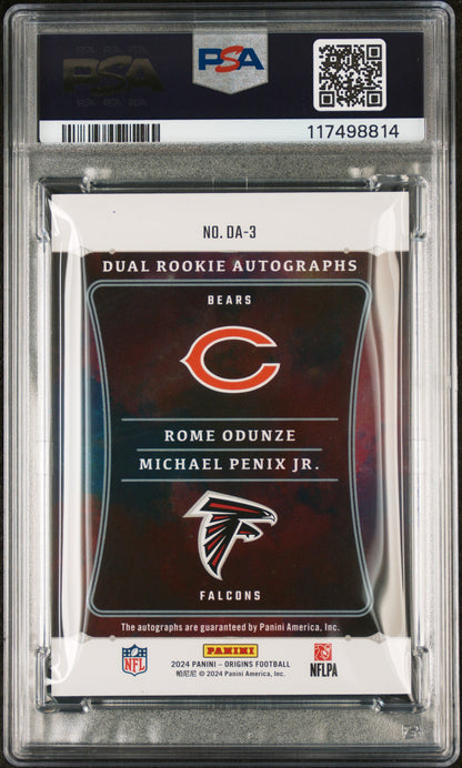Rome Odunze + Michael Penix Jr 2024 Origins Dual Rookie Auto #34/50 PSA 9 Mint