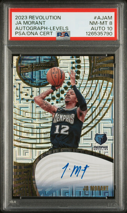 Ja Morant 2023 Panini Revolution Levels Autograph PSA 8 Auto 10