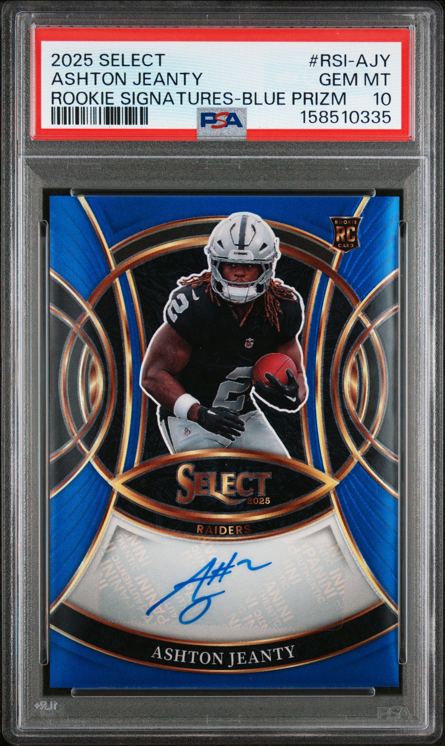 Ashton Jeanty 2024 Panini Select Rookie Signatures Blue Auto #75/149 PSA 10 Gem Mint