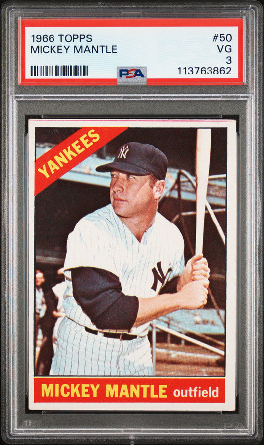 Mickey Mantle 1966 Topps #50 PSA 3 Very Good 3862