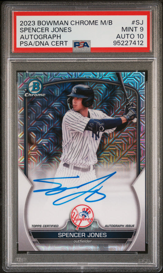 Spencer Jones 2023 Bowman Chrome Mega Box Autograph PSA 9 Auto 10