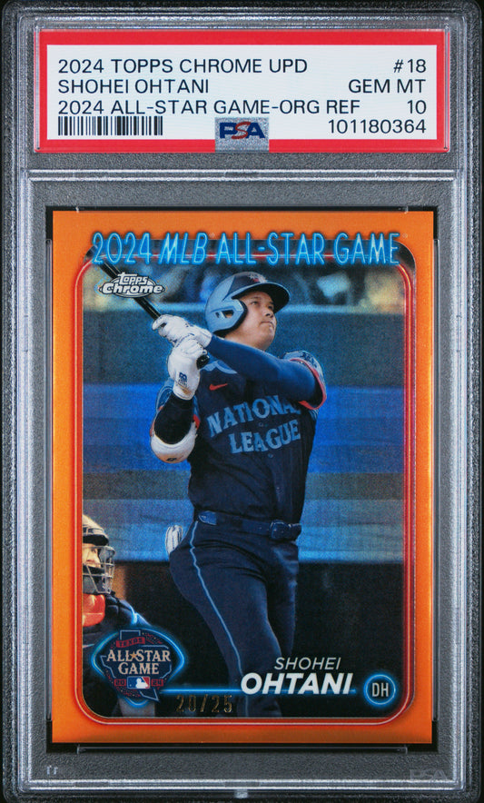 Shohei Ohtani 2024 Topps Chrome Update All-Star Orange Refractor #20/25 PSA 10 Gem Mint