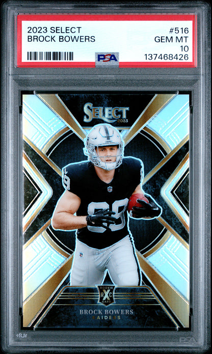 Brock Bowers 2023 Panini Select XRC #516 PSA 10 Gem Mint