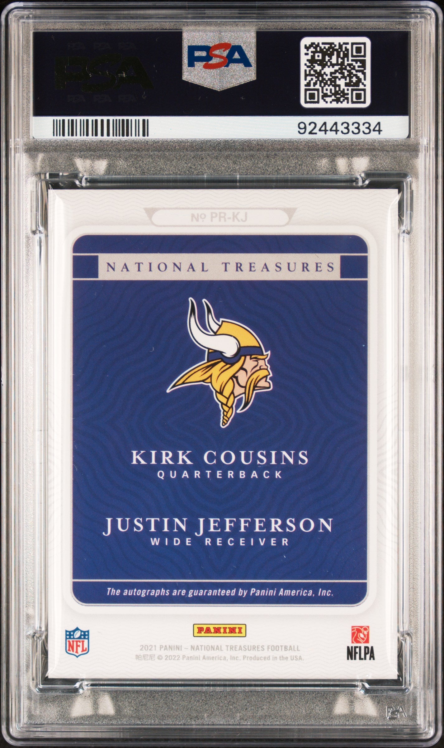 Justin Jefferson + Kirk Cousins 2021 Panini National Treasures