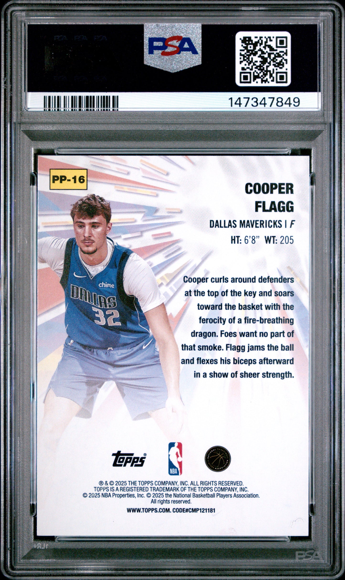 Cooper Flagg 2025 Topps Pwer Players Holo Foil PSA 10 Gem Mint 7849