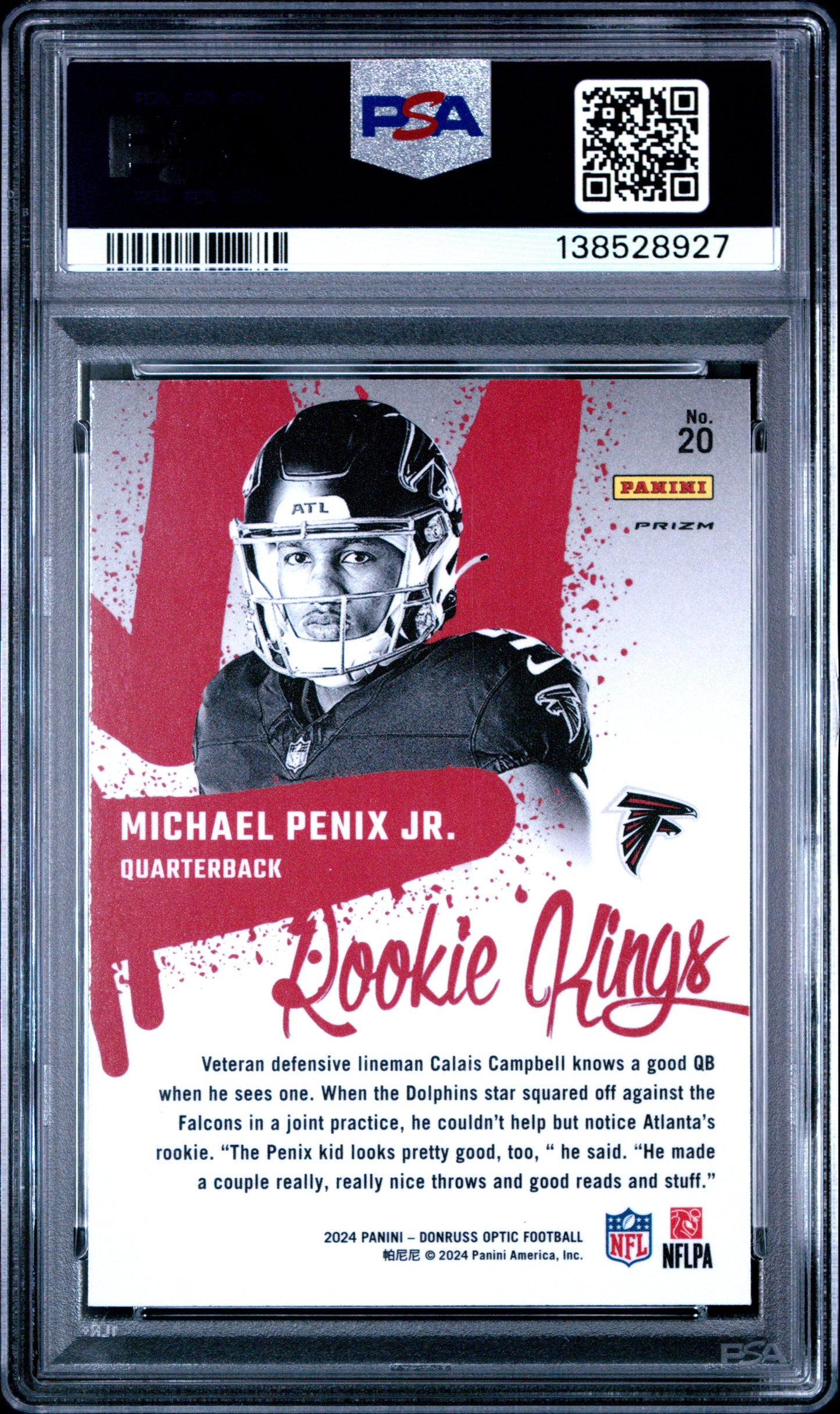 Michael Penix Jr. 2024 Donruss Optic Rookie Kings PSA 10 8927