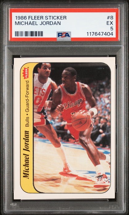 Michael Jordan 1986 Fleer Sticker Rookie #8 PSA 5 Ex