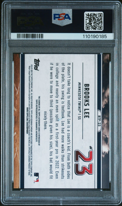 Brooks Lee 2023 Bowman Scouts Top 100 Gold Autograph #15/50 PSA 9 Auto 10