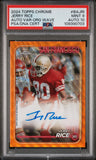 Jerry Rice 2024 Topps Chrome Orange Wave Refractor Auto #16/25 PSA 9 Auto 10
