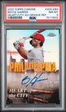 Bryce Harper 2022 Topps Chrome Heart of the City Orange Auto #6/25 PSA 8 Nm-Mint