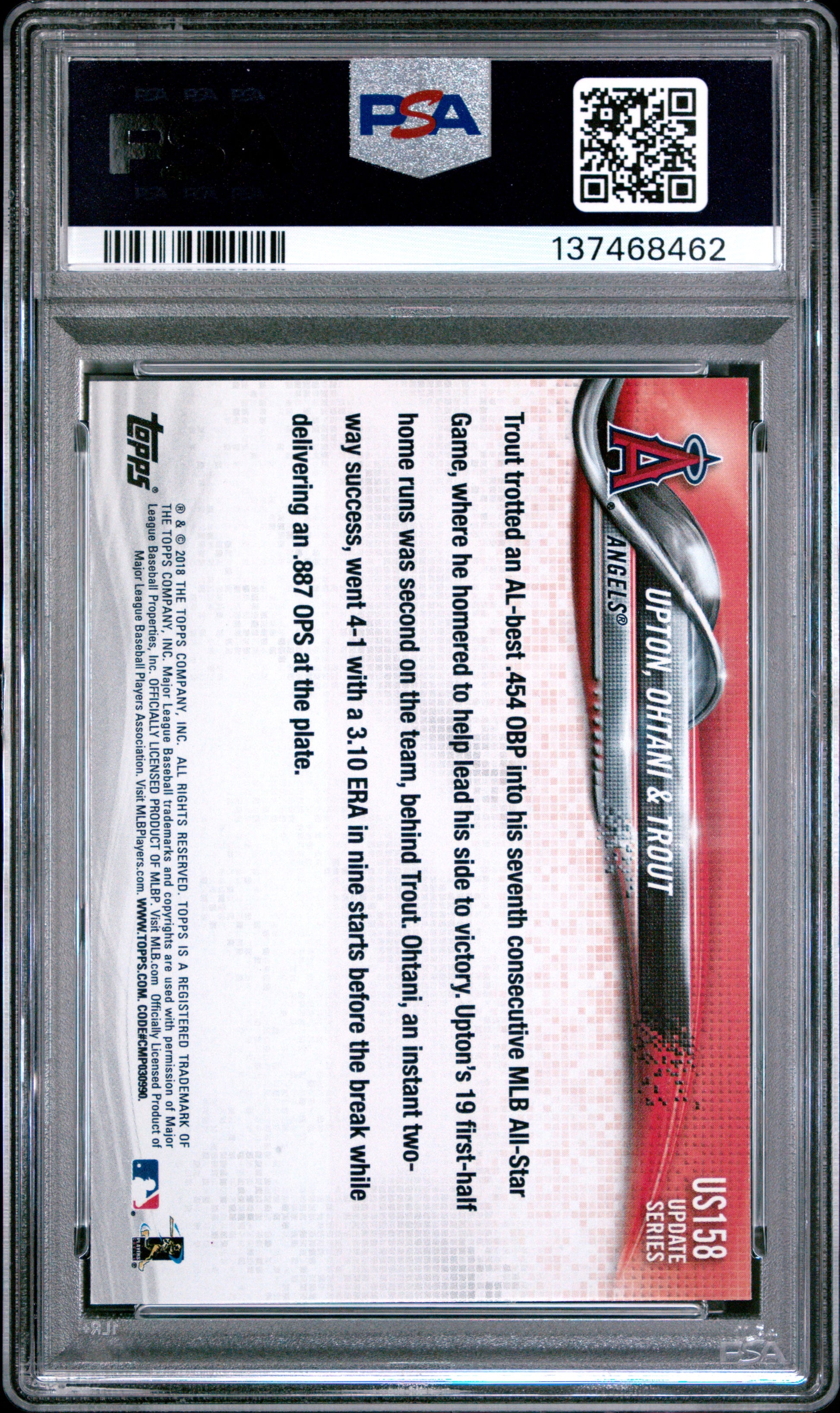 Shohei Ohtani + Mike Trout 2018 Topps Update #US158 PSA 10 Gem Mint 8462