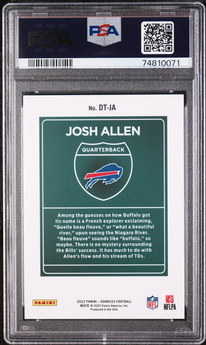 Josh Allen 2022 Donruss Downtwon PSA 10 Gem Mint