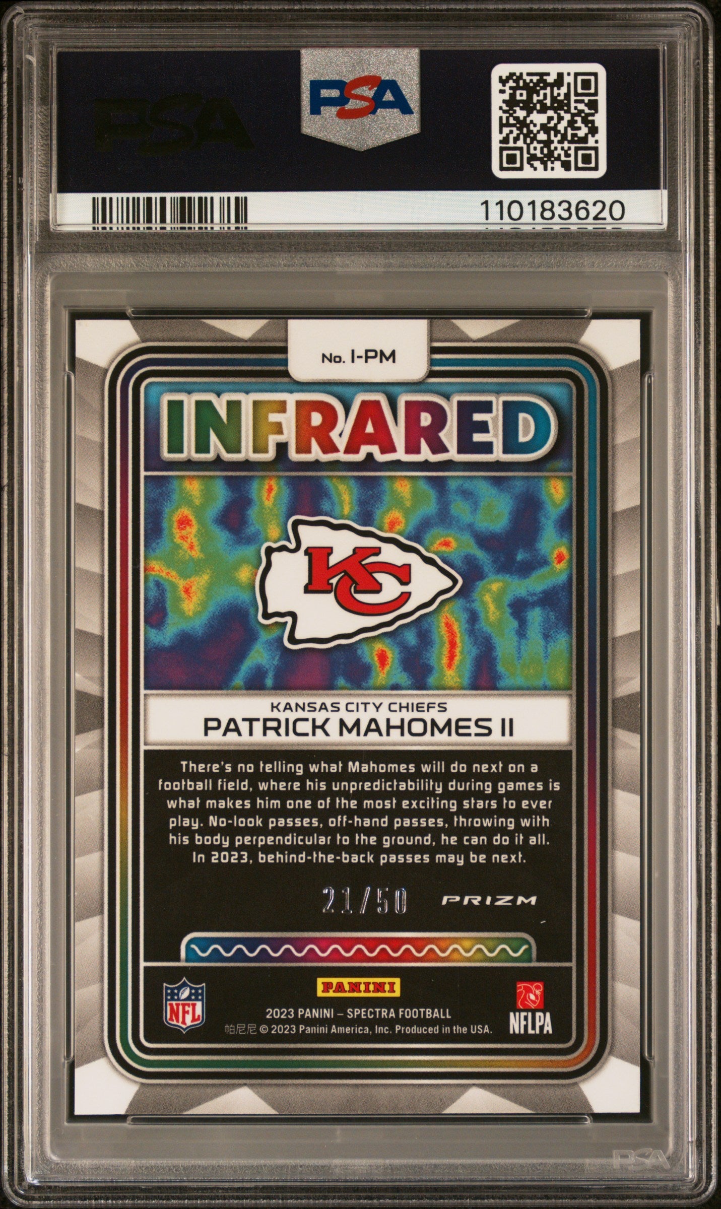 Patrick Mahomes 2023 Panini Spectra Infrared Interstellar #21/50 PSA 10 Gem Mint