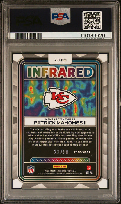 Patrick Mahomes 2023 Panini Spectra Infrared Interstellar #21/50 PSA 10 Gem Mint