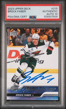 Brock Faber 2023 Upper Deck Rookie #215 Autograph PSA 10 Auto 7509