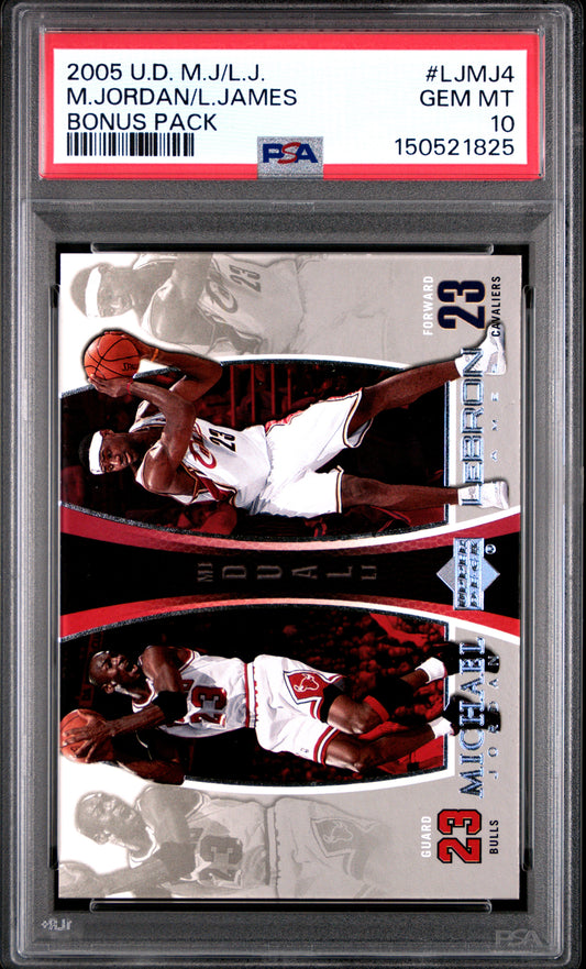 Michael Jordan + Lebron James 2005 Upper Deck Bonus Pack #LJMJ4 PSA 10 Gem Mint
