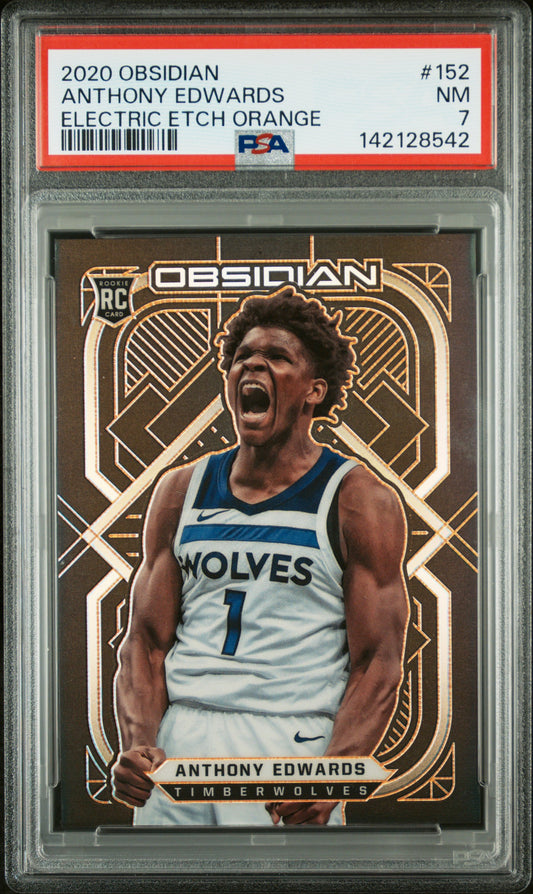 Anthony Edwards 2020 Panini Obsidian Electric Etch Orange #11/50 PSA 7 Near Mint