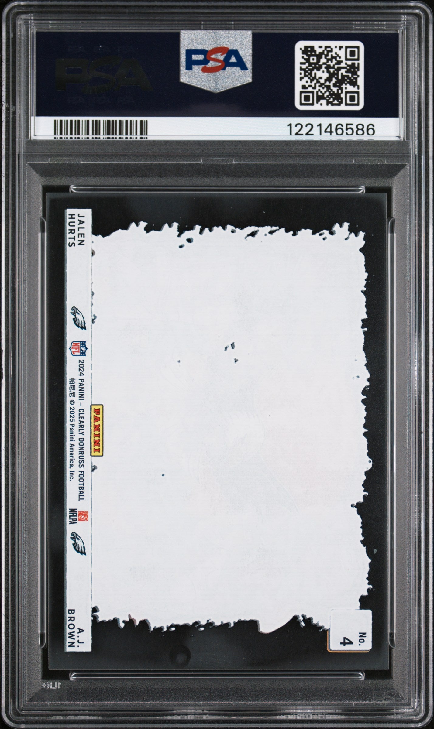 Jalen Hurts + AJ Brown 2024 Clearly Donruss Dual Downtown PSA 8 Nm-Mint