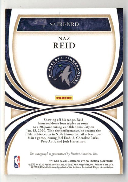 Naz Reid 2019 Panini Immaculate Auto RC #94/99