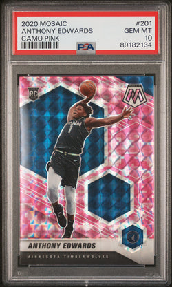 Anthony Edwards 2020 Panini Mosaic Pink Camo #201 PSA 10 Gem Mint 2134