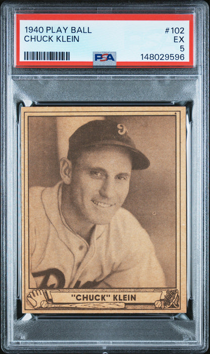 Chuck Klein 1940 Play Ball #102 PSA 5 Ex