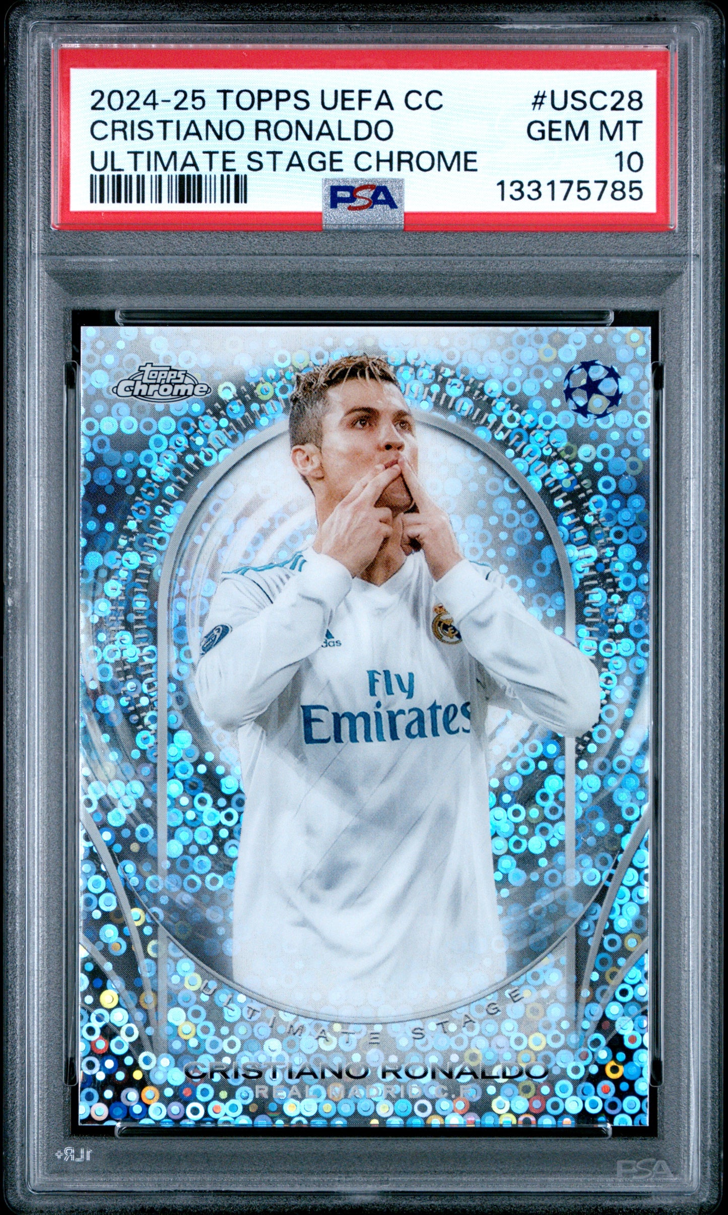 Cristiano Ronaldo 2024 Topps UEFA Club Champions Ultimate Stage Chrome PSA 10 Gem Mint