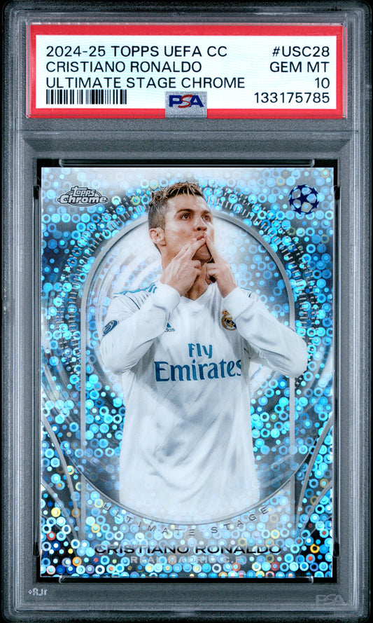Cristiano Ronaldo 2024 Topps UEFA Club Champions Ultimate Stage Chrome PSA 10 Gem Mint