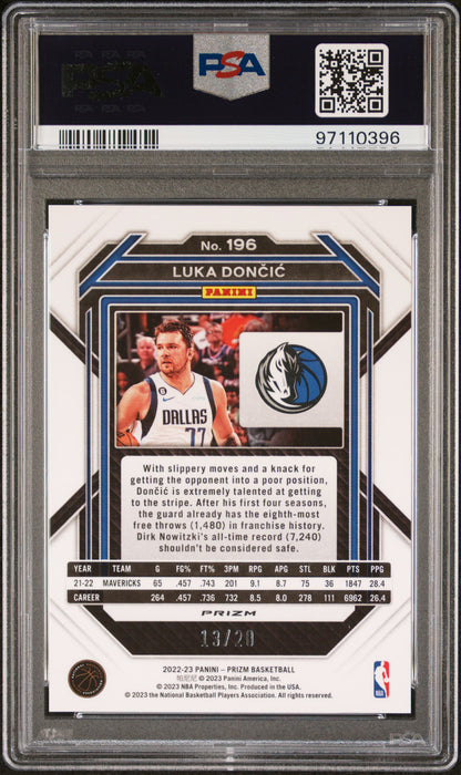 Luka Doncic 2022 Panini Prizm #196 Fast Break Bronze #13/20 PSA 9 Mint