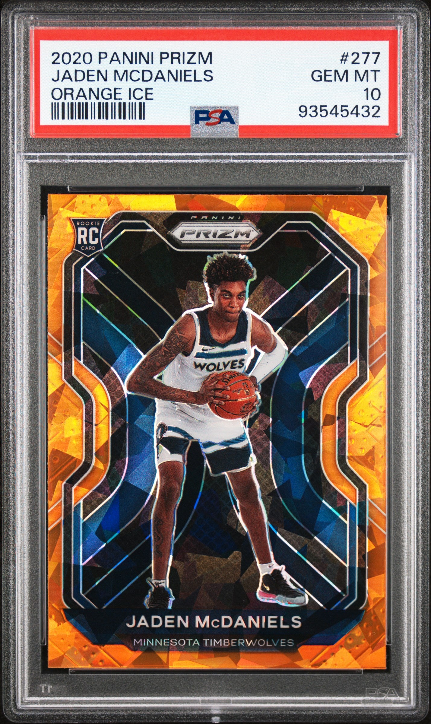 Jaden McDaniels 2020 Panini Prizm Rookie #277 Orange Ice PSA 10 Gem Mint 5432