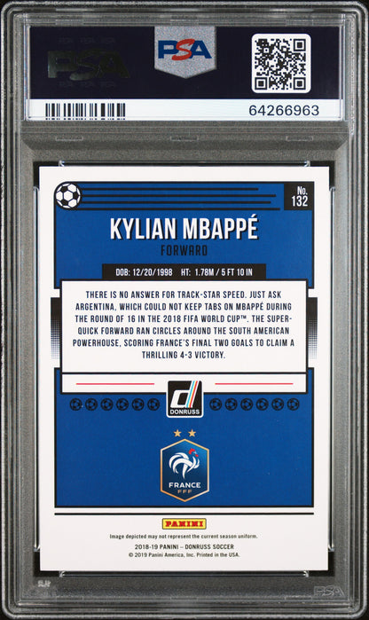 Kylian Mbappe 2018 Panini Donruss #132 Press Proof Silver PSA 10 Gem Mint