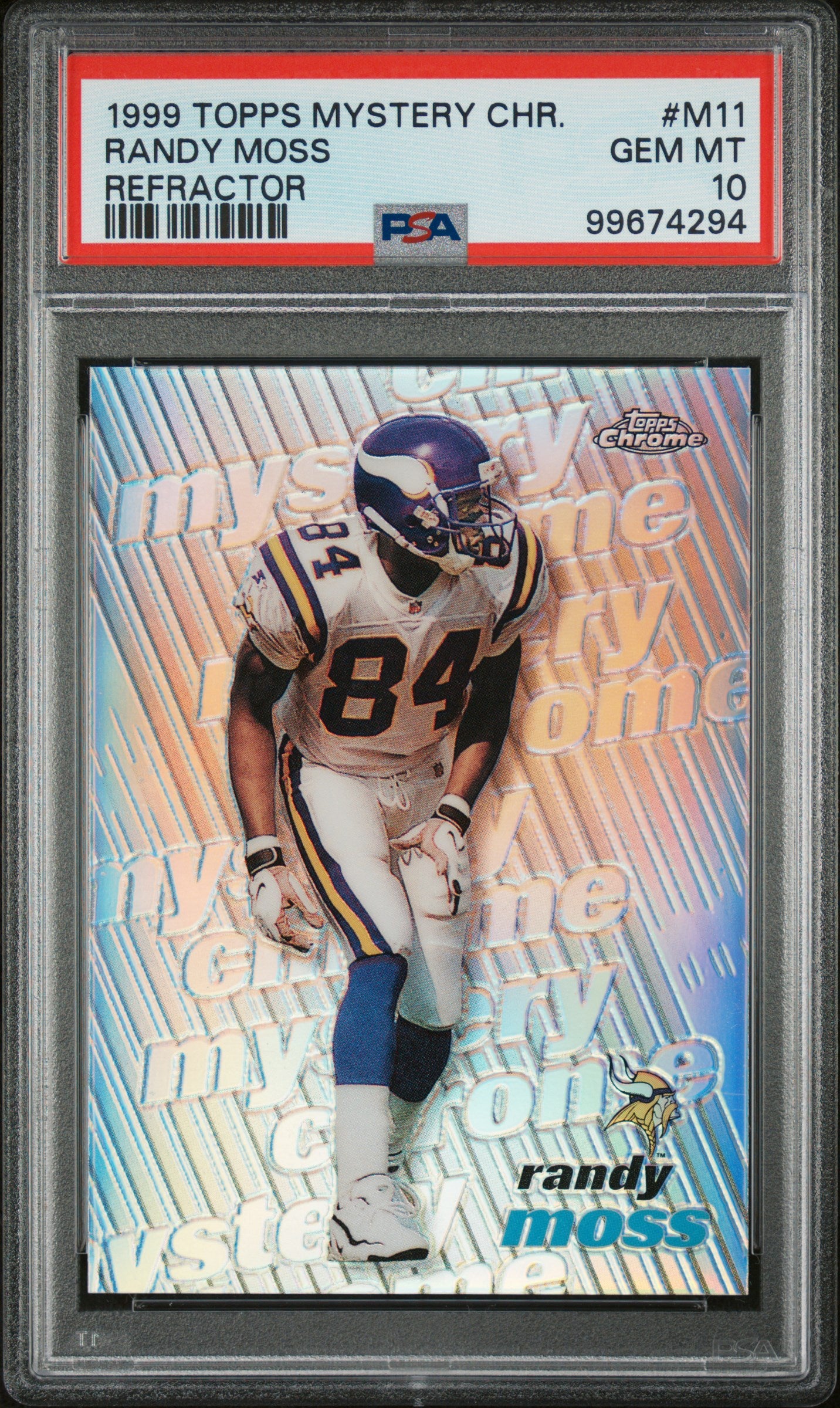 Randy Moss 1999 Topps Mystery Chrome Refractor PSA 10 Gem Mint