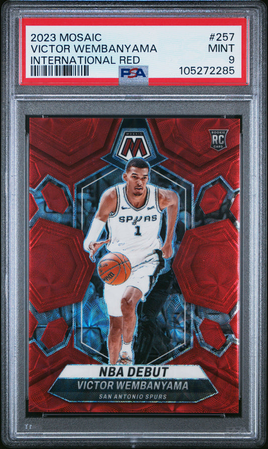 Victor Wembanyama 2023 Panini Mosaic International Red #2/75 PSA 9 Mint