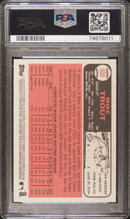 Mike Trout 2015 Topps Heritage #500 Action PSA 10 Gem Mint