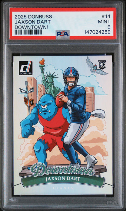 Jaxson Dart 2025 Donruss Rookie Downtown PSA 9 Mint