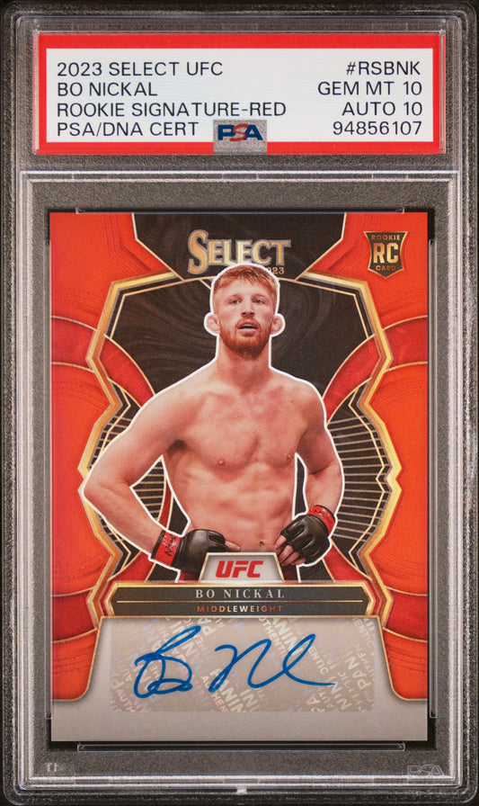 Bo Nickal 2023 Panini Select UFC Rookie Signature Red Auto #18/99 PSA 10 Auto 10