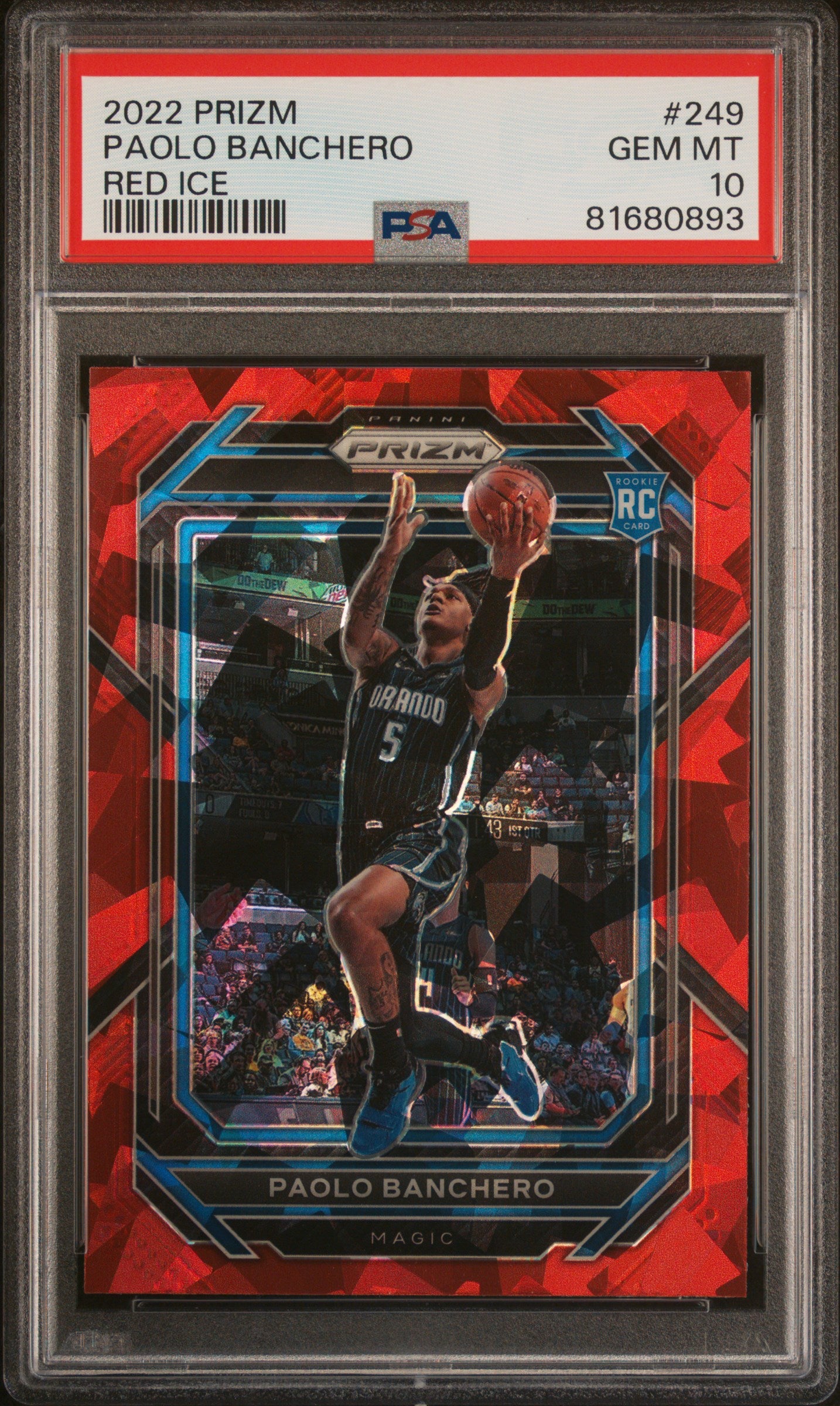 Paolo Banchero 2022 Panini Prizm Rookie #249 Red Ice PSA 10 Gem Mint