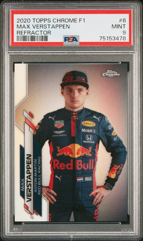 Max Verstappen 2020 Topps Chrome F1 #6 Refractor PSA 9 Mint