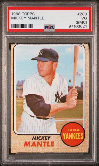 Mickey Mantle 1968 Topps #280 PSA 3MC Very Good