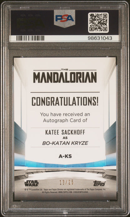 Katie Sackhoff 2022 Topps Chrome Star Wars Orange Refractor Auto #13/25 PSA 10 Auto 10