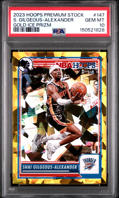 Shai Gilgeous-Alexander 2023 Hoops Premium Stock Gold Ice Prizm #9/10 PSA 10 Gem Mint