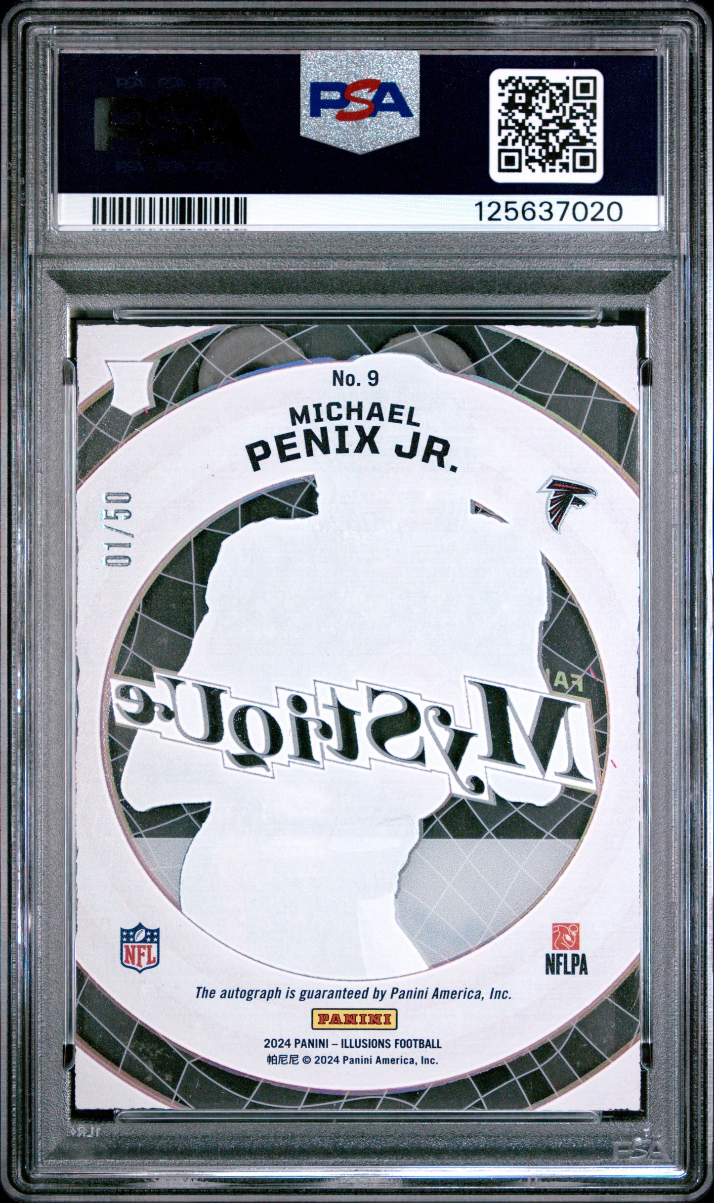 Michael Penix Jr 2024 Panini Illusions Pink Mystique Auto #1/50 PSA 7 Near Mint