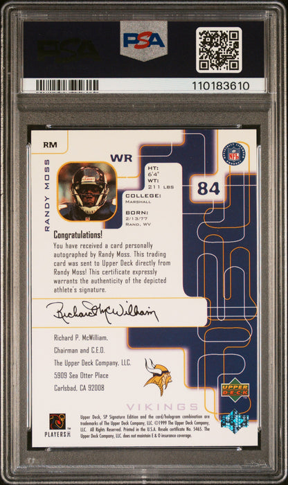 Randy Moss 1999 Upper Deck SP Siganture Auto PSA 9 Mint