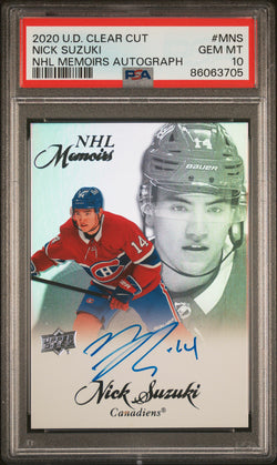 Nick Suzuki 2020 Upper Deck Clear Cut NHL Memoirs Auto PSA 10 Gem Mint