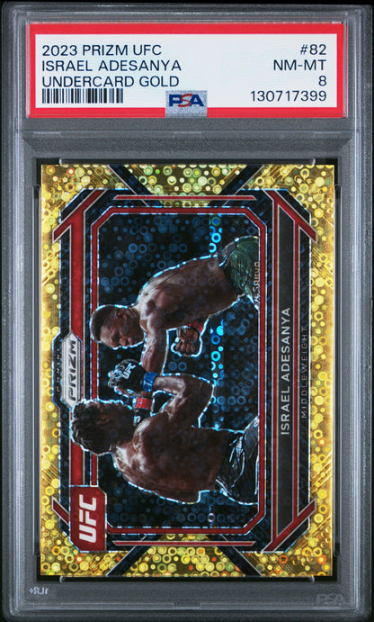 Israel Adesanya 2023 Panini Prizm UFC Undercard Gold #9/10 PSA 8 Nm-Mint