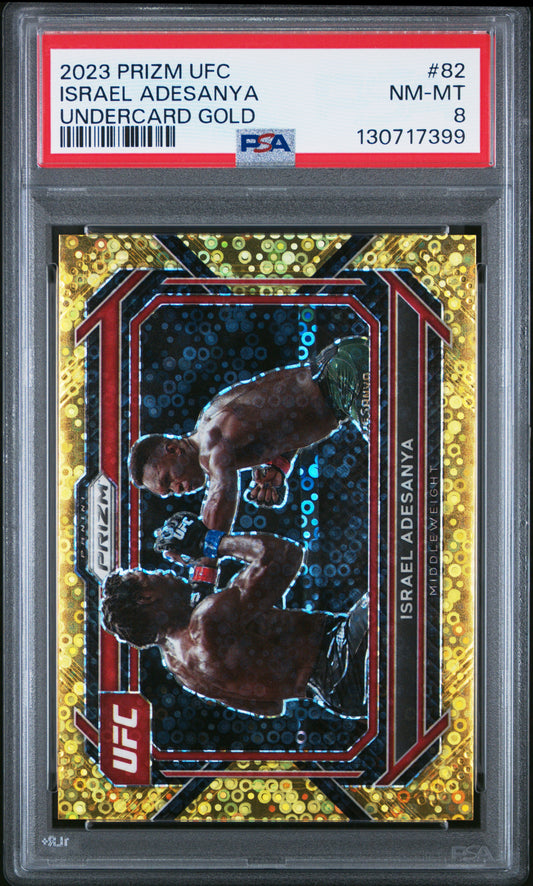 Israel Adesanya 2023 Panini Prizm UFC Undercard Gold #9/10 PSA 8 Nm-Mint