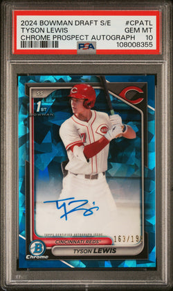Tyson Lewis 2024 Bowman Draft Sapphire Auto #163/199 PSA 10 Gem Mint