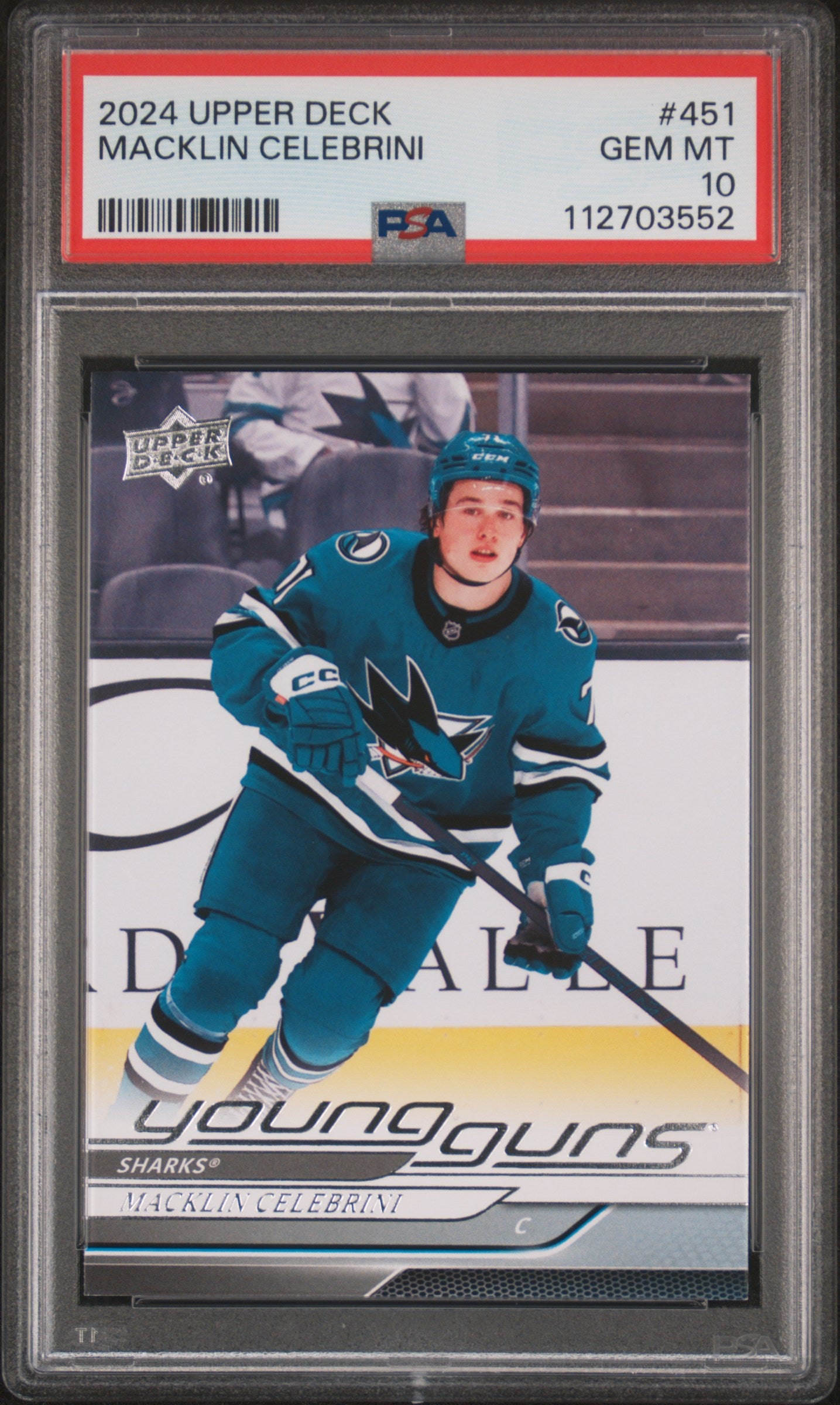 Macklin Celebrini 2024 Upper Deck Rookie #451 PSA 10 Gem Mint 3552