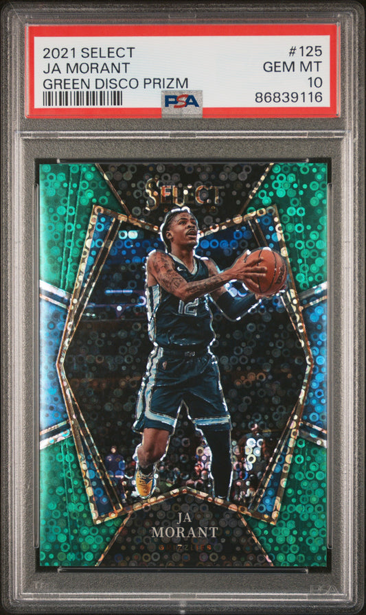 Ja Morant 2021 Panini Select #125 Green Disco #1/5 PSA 10 Gem Mint