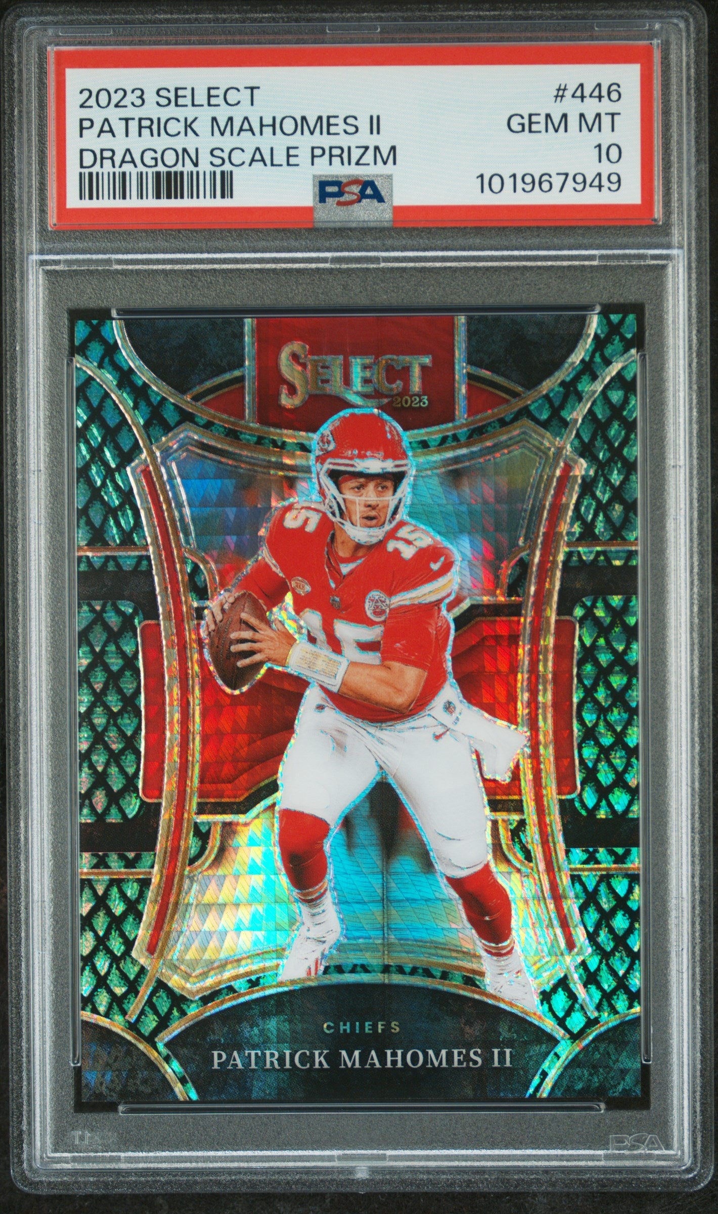 Patrick Mahomes 2023 Panini Select #446 Dragon Scale #28/70 PSA 10 Gem Mint